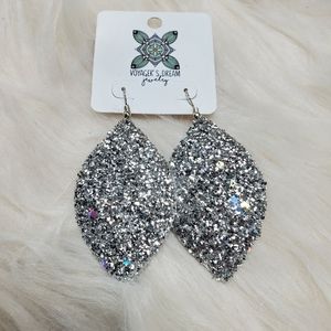 Silver glitter earrings
